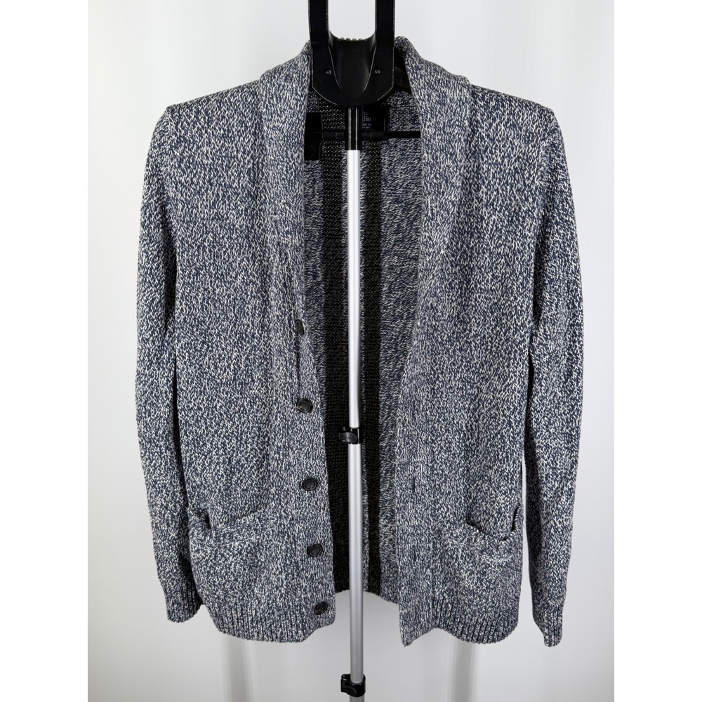 Abercrombie & Fitch Womens Shawl Collar Marled Knit Cotton Cardigan Navy S